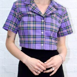 Vivian Top Purple Plaid Brandy Melville